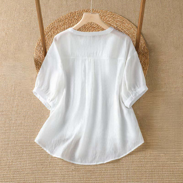Buddha Stones T-shirt da donna a maniche corte, semplici, estive e casual, con scollo a V. - image 4