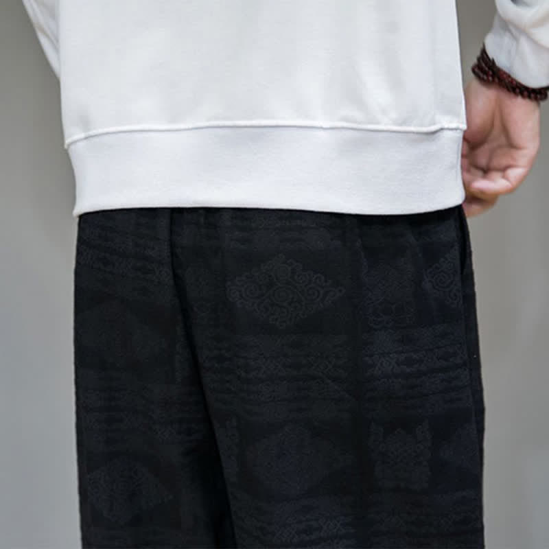 Buddha Stones Pantaloni lunghi da uomo a gamba dritta, stile vintage, casual, con motivo geometrico, per primavera/estate, con tasche. - image 17