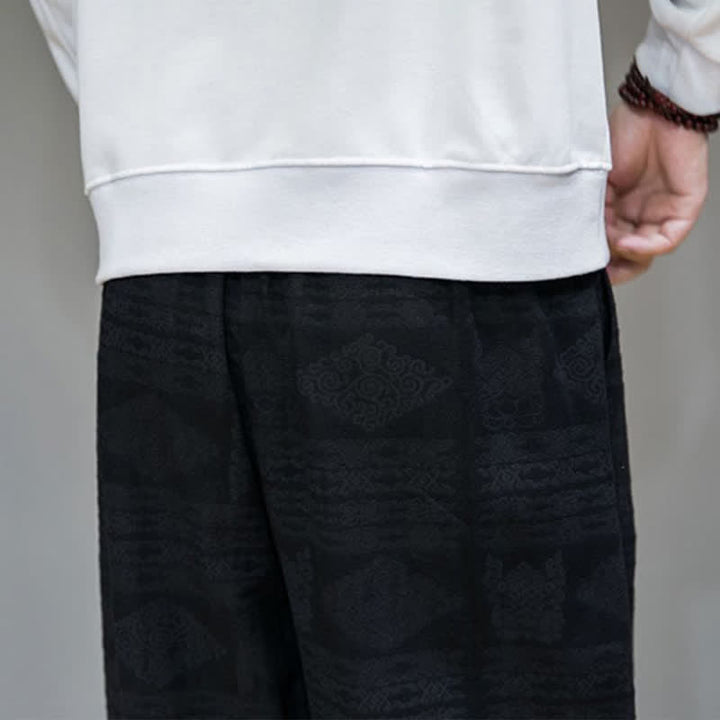 Buddha Stones Pantaloni lunghi da uomo a gamba dritta, stile vintage, casual, con motivo geometrico, per primavera/estate, con tasche. - image 17