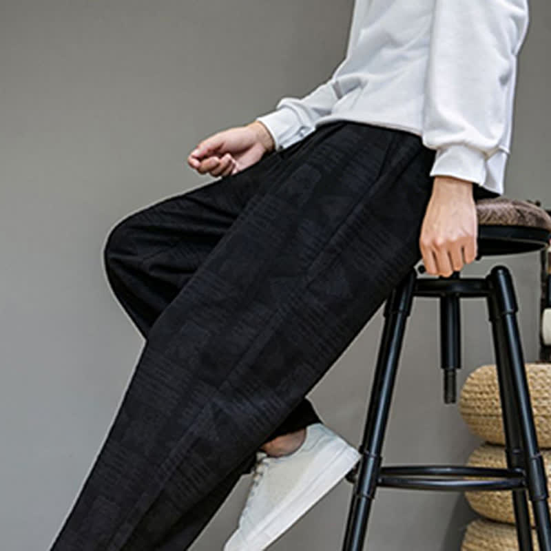 Buddha Stones Pantaloni lunghi da uomo a gamba dritta, stile vintage, casual, con motivo geometrico, per primavera/estate, con tasche. - image 13