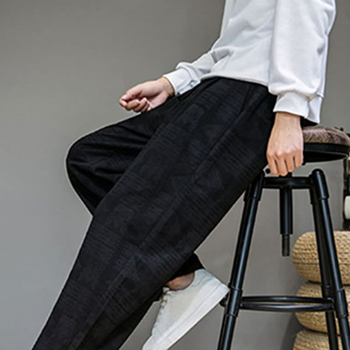 Buddha Stones Pantaloni lunghi da uomo a gamba dritta, stile vintage, casual, con motivo geometrico, per primavera/estate, con tasche. - image 13
