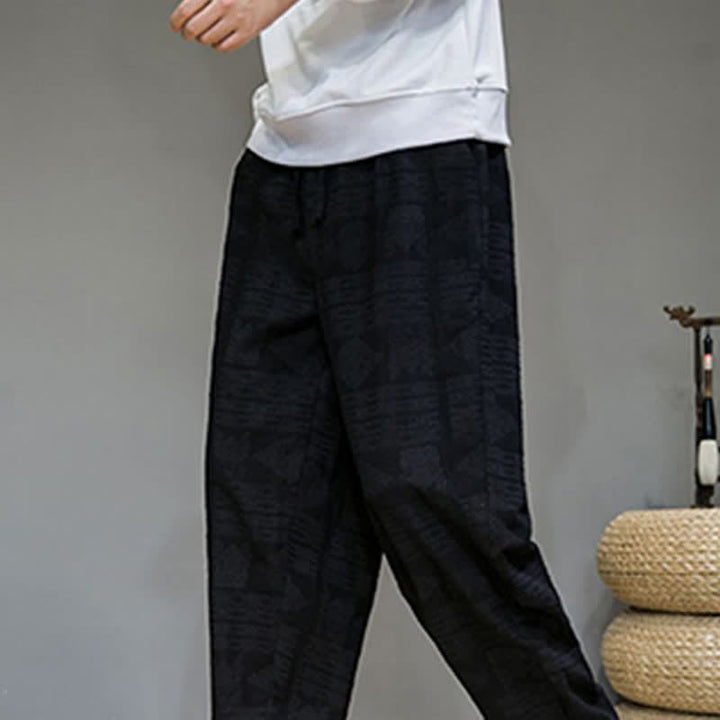Buddha Stones Pantaloni lunghi da uomo a gamba dritta, stile vintage, casual, con motivo geometrico, per primavera/estate, con tasche. - image 19