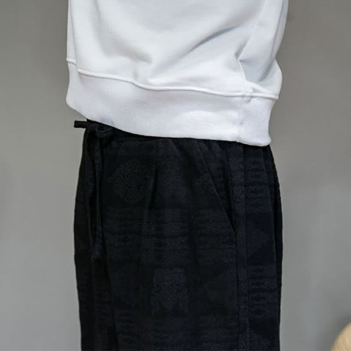 Buddha Stones Pantaloni lunghi da uomo a gamba dritta, stile vintage, casual, con motivo geometrico, per primavera/estate, con tasche. - image 18