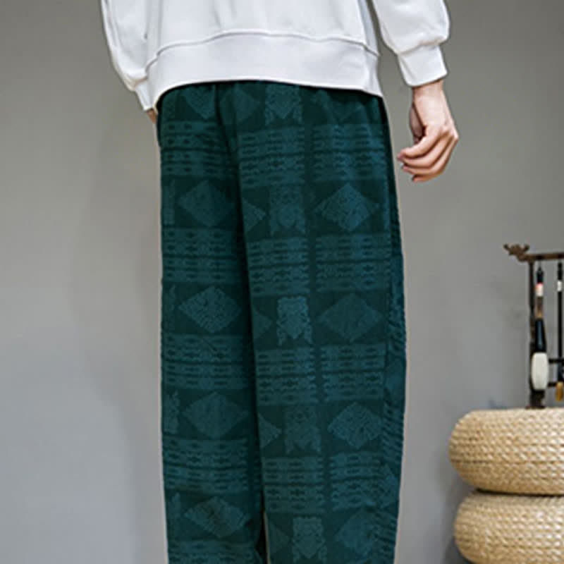 Buddha Stones Pantaloni lunghi da uomo a gamba dritta, stile vintage, casual, con motivo geometrico, per primavera/estate, con tasche. - image 28