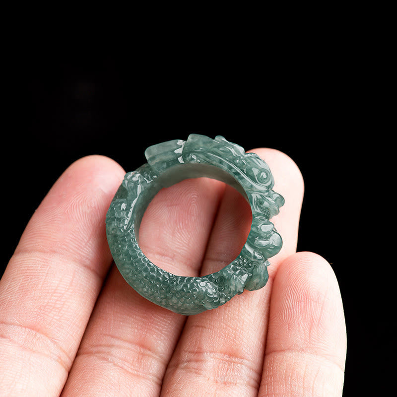 Anello di successo del drago di giada naturale Buddha Stones - image 2