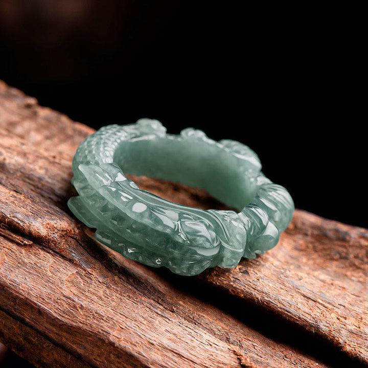 Anello di successo del drago di giada naturale Buddha Stones - image 1