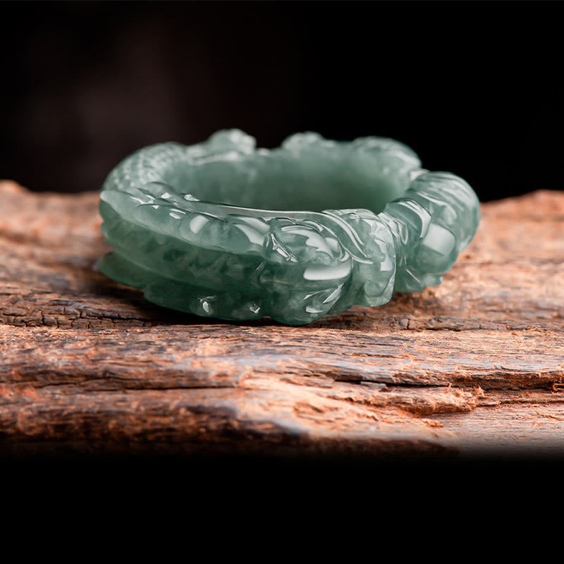 Anello di successo del drago di giada naturale Buddha Stones - image 3