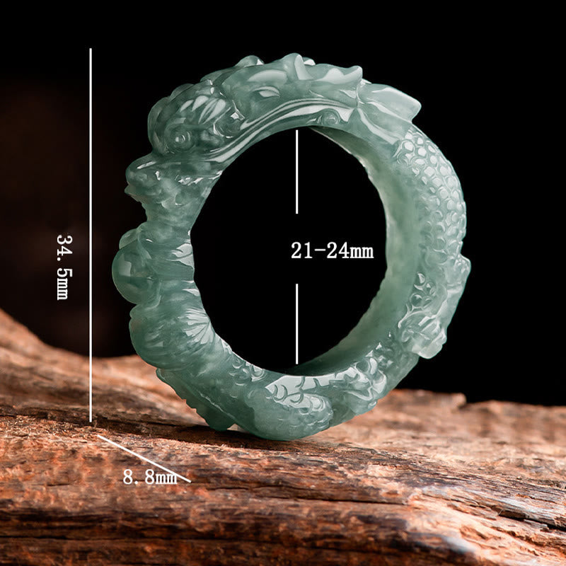 Anello di successo del drago di giada naturale Buddha Stones - image 9