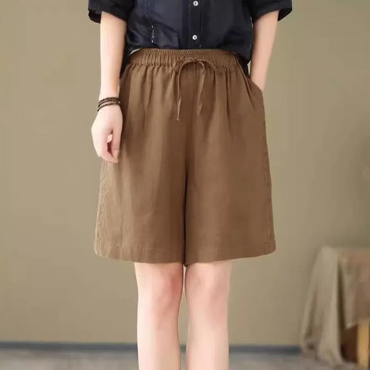 Buddha Stones Pantaloncini estivi casual da donna con coulisse, tinta unita e tasca - image 12