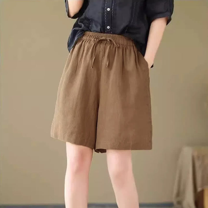 Buddha Stones Pantaloncini estivi casual da donna con coulisse, tinta unita e tasca - image 13