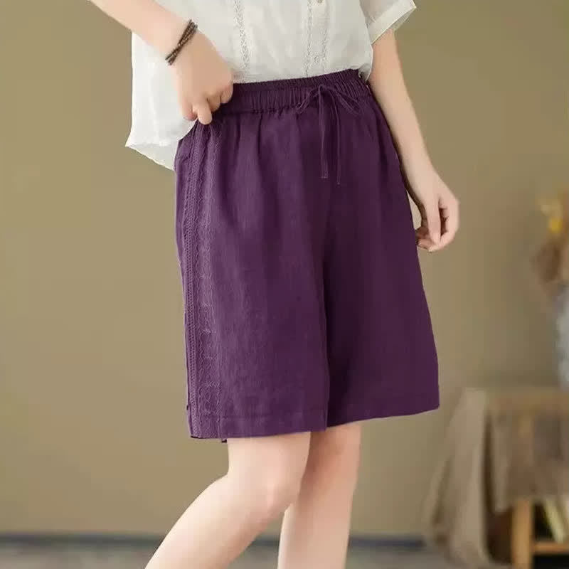 Buddha Stones Pantaloncini estivi casual da donna con coulisse, tinta unita e tasca - image 16