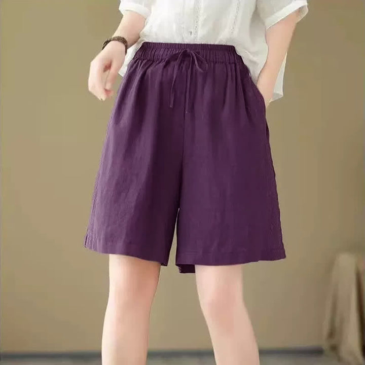 Buddha Stones Pantaloncini estivi casual da donna con coulisse, tinta unita e tasca - image 18