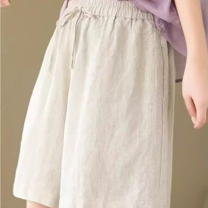 Buddha Stones Pantaloncini estivi casual da donna con coulisse, tinta unita e tasca - image 23