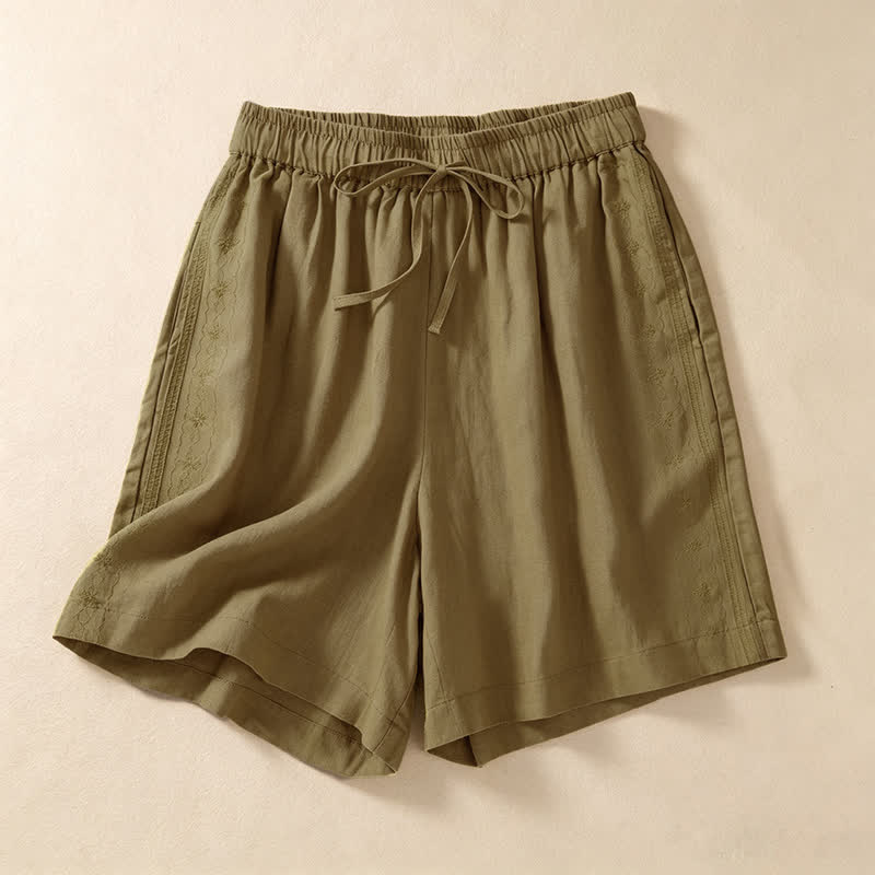 Buddha Stones Pantaloncini estivi casual da donna con coulisse, tinta unita e tasca - Verga d'oro scura - US12, UK/AU16, EU44 (3XL) - image 0