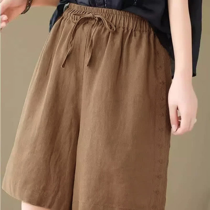 Buddha Stones Pantaloncini estivi casual da donna con coulisse, tinta unita e tasca - image 11