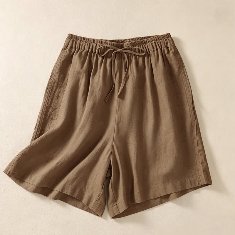 Buddha Stones Pantaloncini estivi casual da donna con coulisse, tinta unita e tasca - Legno robusto - US12, UK/AU16, EU44 (3XL) - image 10
