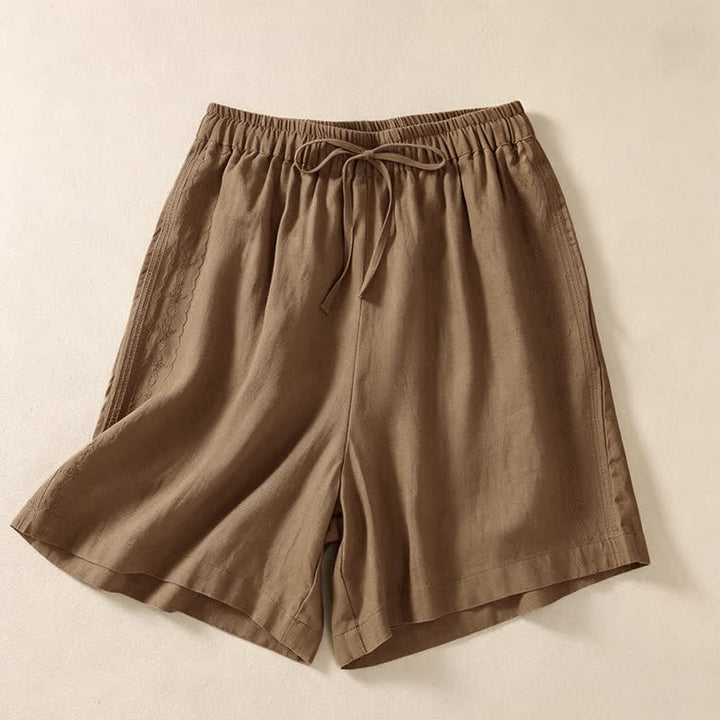 Buddha Stones Pantaloncini estivi casual da donna con coulisse, tinta unita e tasca - Legno robusto - US12, UK/AU16, EU44 (3XL) - image 10