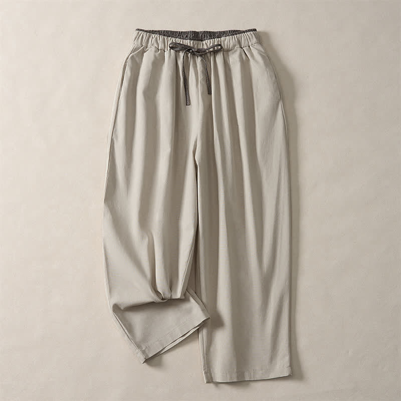 Buddha Stones Pantaloni corti estivi casual minimalisti con coulisse, tinta unita, da donna, modello harem con tasca - Beige - US8-10, UK/AU12-14, EU40-42 (2XL) - image 14