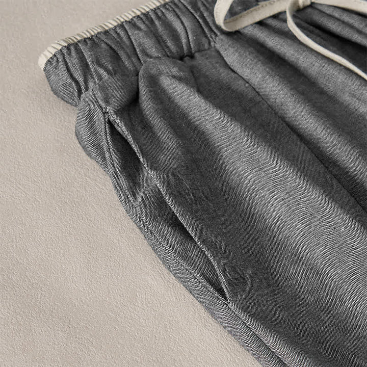 Buddha Stones Pantaloni corti estivi casual minimalisti con coulisse, tinta unita, da donna, modello harem con tasca - image 10