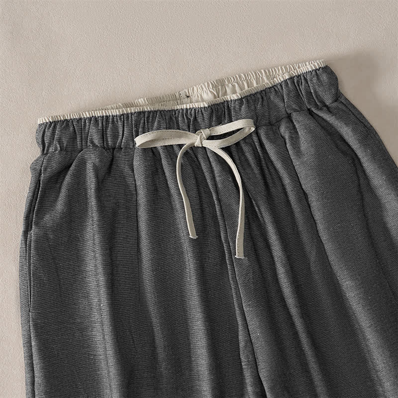 Buddha Stones Pantaloni corti estivi casual minimalisti con coulisse, tinta unita, da donna, modello harem con tasca - image 9