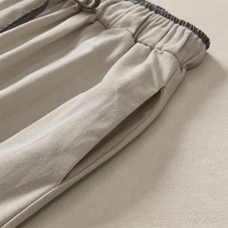Buddha Stones Pantaloni corti estivi casual minimalisti con coulisse, tinta unita, da donna, modello harem con tasca - image 17