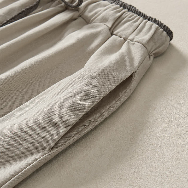 Buddha Stones Pantaloni corti estivi casual minimalisti con coulisse, tinta unita, da donna, modello harem con tasca - image 17
