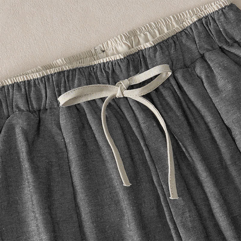 Buddha Stones Pantaloni corti estivi casual minimalisti con coulisse, tinta unita, da donna, modello harem con tasca - image 11