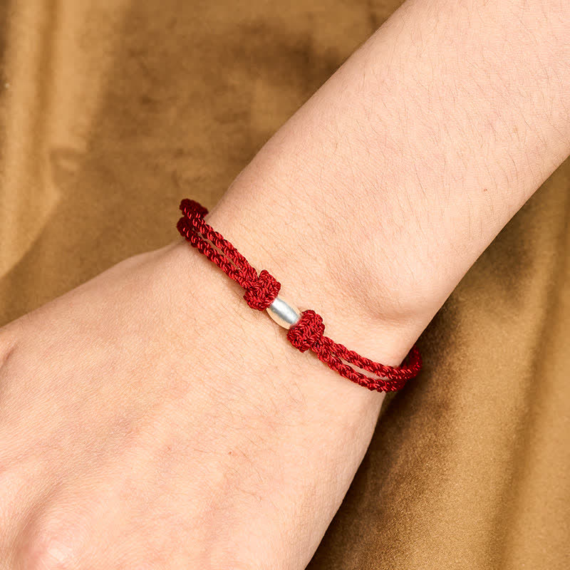 Buddha Stones Braccialetto portafortuna con perline a forma di oliva in argento sterling 925 e cordino rosso. - image 4