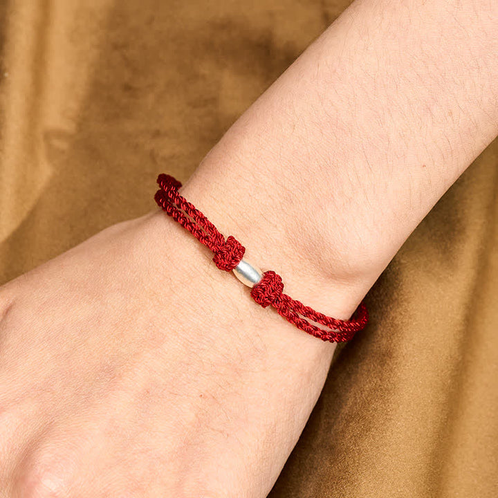 Buddha Stones Braccialetto portafortuna con perline a forma di oliva in argento sterling 925 e cordino rosso. - image 4