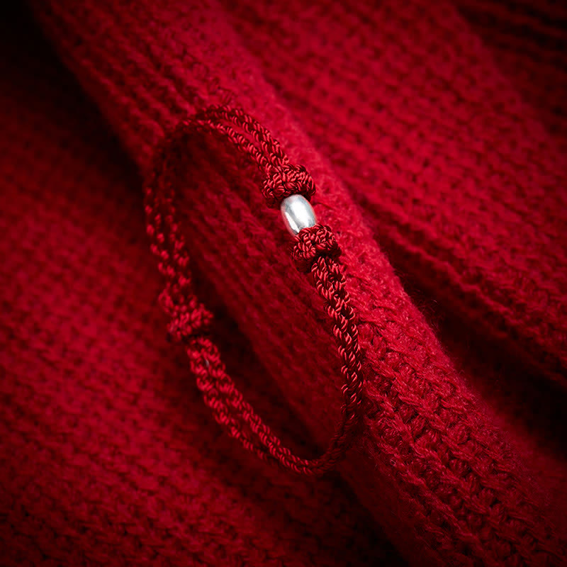 Buddha Stones Braccialetto portafortuna con perline a forma di oliva in argento sterling 925 e cordino rosso. - Filo Rosso (Fortuna ♥ Fede) - 17-18 cm - image 0