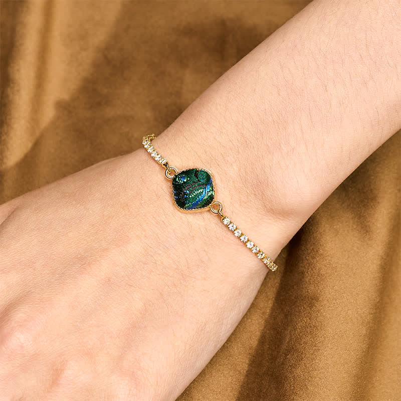 Buddha Stones Bracciale quadrato regolabile in broccato color rame con scritta "Lucky Song". - image 4