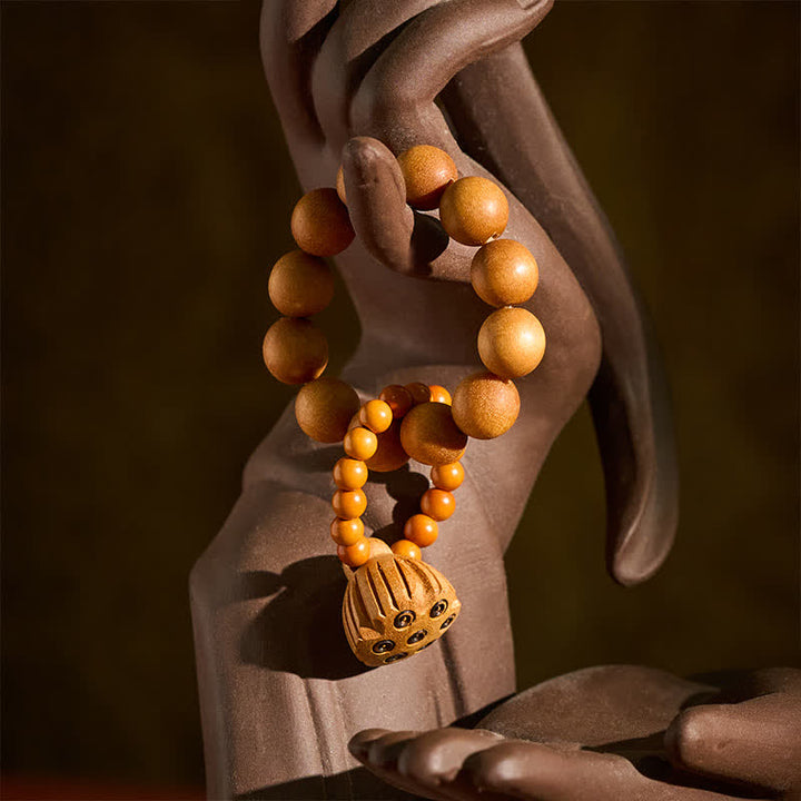 Buddha Stones Perline da meditazione tattili in legno di sandalo verde, lucidate a mano, con proprietà curative e terapeutiche. - image 9