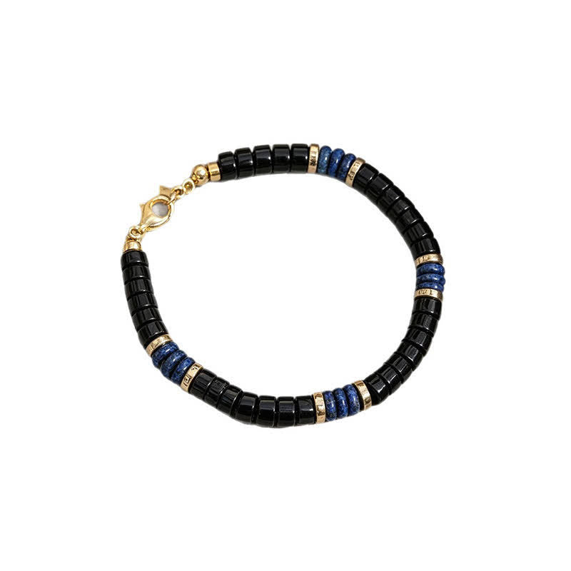 Buddha Stones Bracciale con perline Truth Cube in lapislazzuli e onice nera - image 7