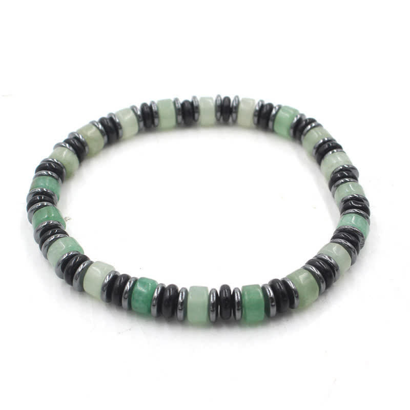 Buddha Stones Braccialetto etnico con perline piatte portafortuna in ossidiana nera ed ematite, lucidato a mano. - Avventurina verde (Fortuna ♥ Opportunità) (Circonferenza del polso: 15-16 cm) - image 13
