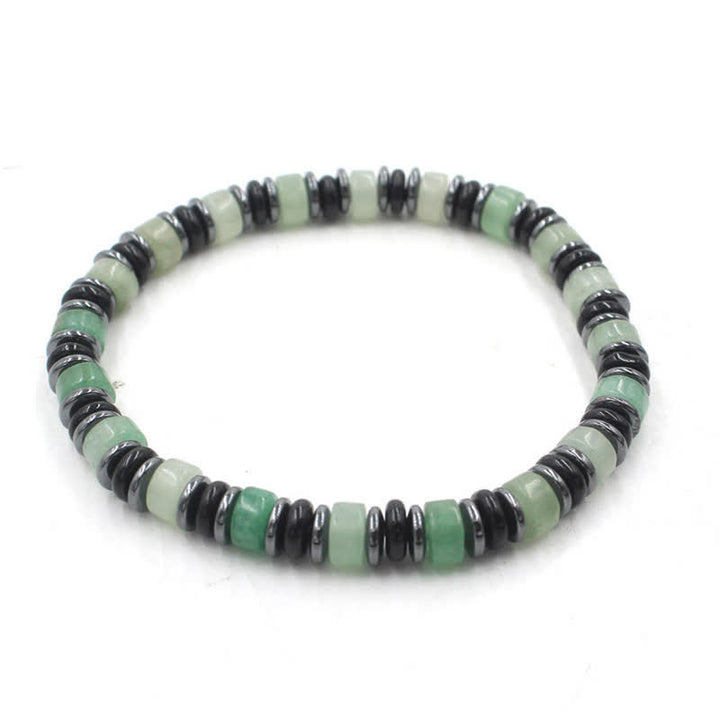 Buddha Stones Braccialetto etnico con perline piatte portafortuna in ossidiana nera ed ematite, lucidato a mano. - Avventurina verde (Fortuna ♥ Opportunità) (Circonferenza del polso: 15-16 cm) - image 13