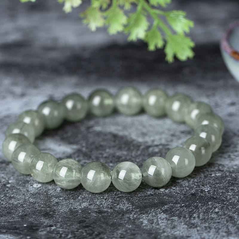 Braccialetto di benedizione e ricchezza in cristallo verde naturale Buddha Stones - Verde chiaro - 10 mm - image 0