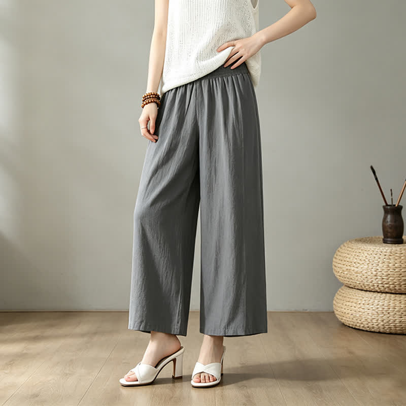 Buddha Stones Pantaloni lunghi da donna a gamba larga, minimalisti, tinta unita, per primavera/estate, casual ed eleganti, con tasca. - image 17