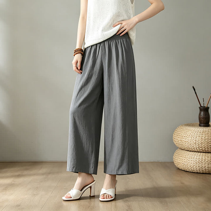 Buddha Stones Pantaloni lunghi da donna a gamba larga, minimalisti, tinta unita, per primavera/estate, casual ed eleganti, con tasca. - image 17