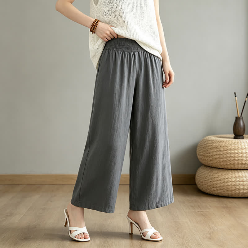 Buddha Stones Pantaloni lunghi da donna a gamba larga, minimalisti, tinta unita, per primavera/estate, casual ed eleganti, con tasca. - image 16