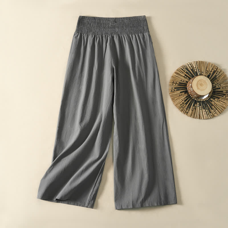 Buddha Stones Pantaloni lunghi da donna a gamba larga, minimalisti, tinta unita, per primavera/estate, casual ed eleganti, con tasca. - image 15