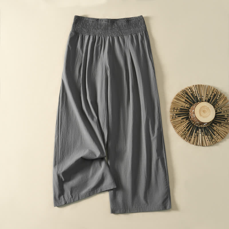 Buddha Stones Pantaloni lunghi da donna a gamba larga, minimalisti, tinta unita, per primavera/estate, casual ed eleganti, con tasca. - Grigio - US12, UK/AU16, EU44 (3XL) - image 14