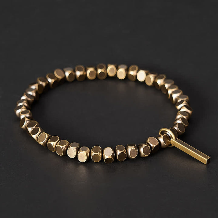 Buddha Stones Braccialetto curativo in ottone con perline quadrate piccole da 4 mm - image 2