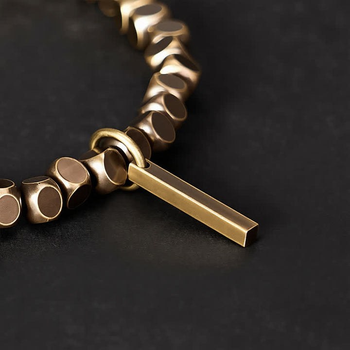 Buddha Stones Braccialetto curativo in ottone con perline quadrate piccole da 4 mm - image 3