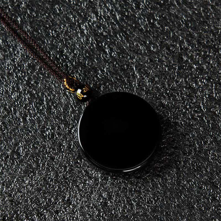 Buddha Stones Collana protettiva intrecciata a forma rotonda in ossidiana nera - image 6