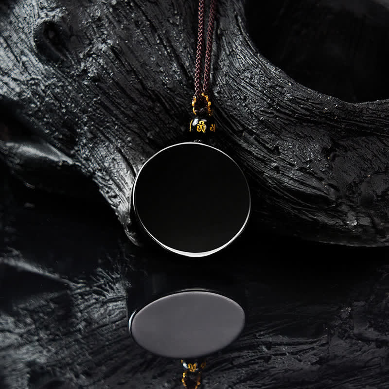 Buddha Stones Collana protettiva intrecciata a forma rotonda in ossidiana nera - image 3
