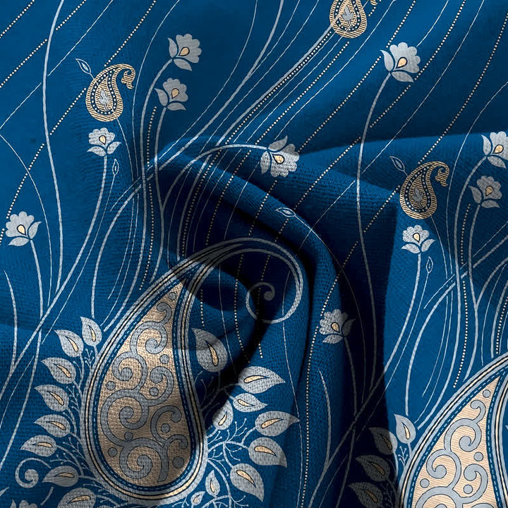 Buddha Stones Pantaloni da donna a gamba larga con elastico in vita e tasche, in cotone e lino, con motivo floreale paisley a righe. - image 3