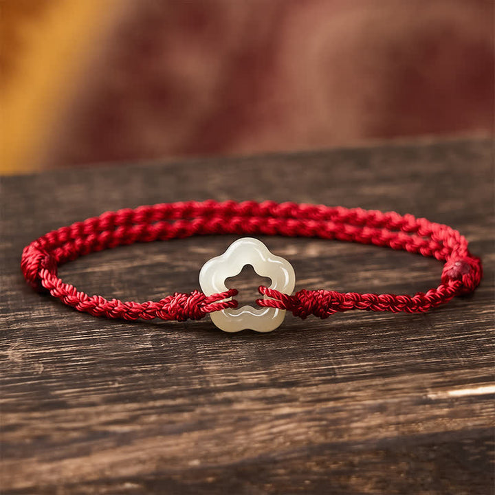 Buddha Stones Braccialetto Hetian Jade Plum Bossom portafortuna con cordino rosso - Giada naturale (il colore può variare) - image 0