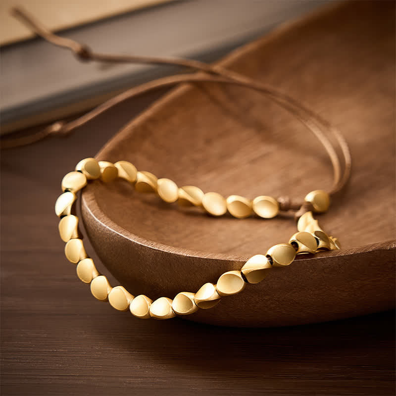 Buddha Stones Bracciale a corda con perline irregolari in rame - image 1