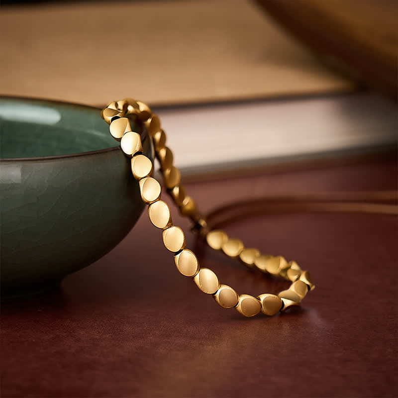Buddha Stones Bracciale a corda con perline irregolari in rame - image 3
