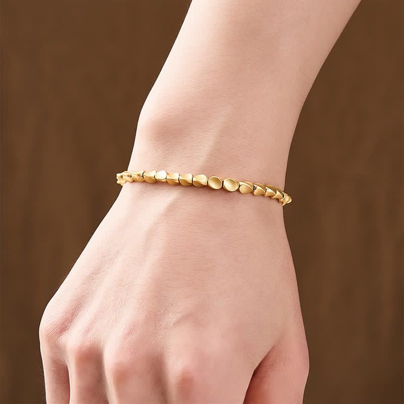 Buddha Stones Bracciale a corda con perline irregolari in rame - image 4